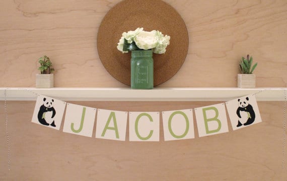 panda baby shower name banner