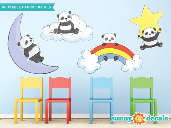 "Sunny Decals" Panda Fabric Wall Stickers